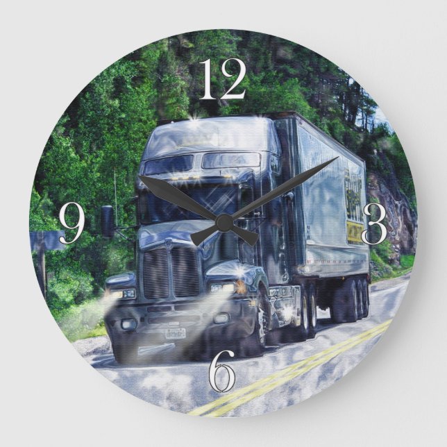 Heavy Transport Blue Truck Wall Clock (Front)