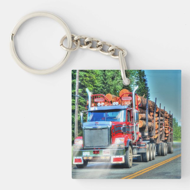 Heavy Transport Logger Truck Art for Lorry Drivers Key Ring (Front)