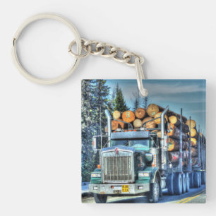 Heavy Transport Logging Truck Art for Lorry Driver Key Ring