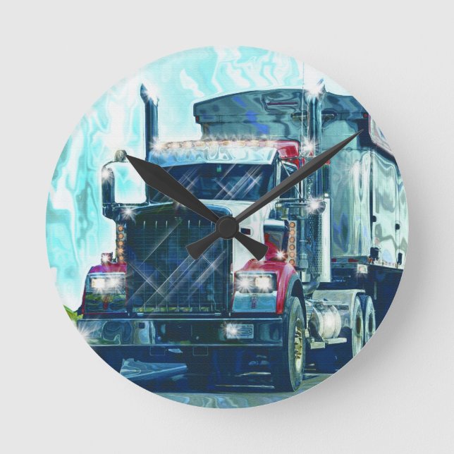 Heavy Transport Red Truck Art Wall Clock (Front)