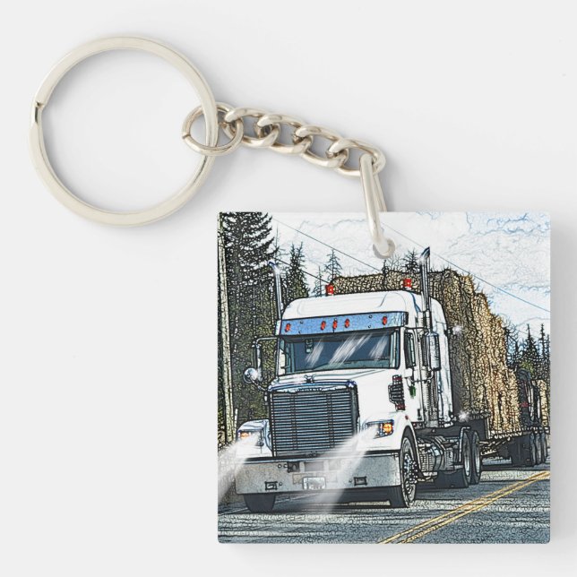 Heavy Transport Truck Art for Lorry Drivers Key Ring (Front)