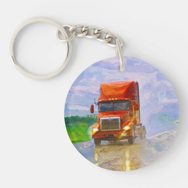 Heavy Transport Truck Art for Lorry Drivers Key Ring (Front)