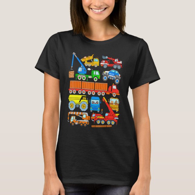 Heavy Vehicles Trucks Construction Machines Monste T-Shirt (Front)