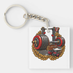 Heavy Weightlifting Barbell-Strength Training Gym Key Ring