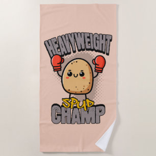 Heavyweight Spud Champ Boxing Potato Beach Towel