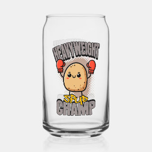 Heavyweight Spud Champ Boxing Potato  Can Glass