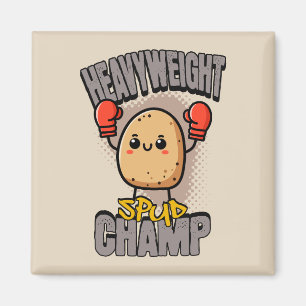 Heavyweight Spud Champ Boxing Potato  Magnet