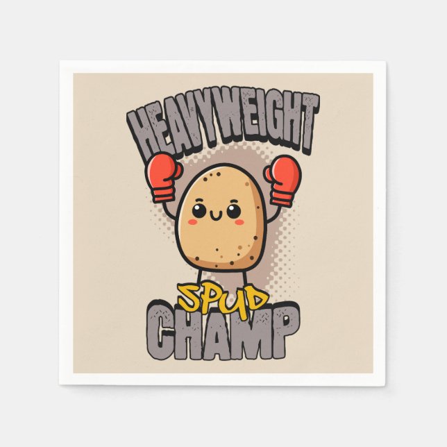 Heavyweight Spud Champ Boxing Potato  Napkin (Front)