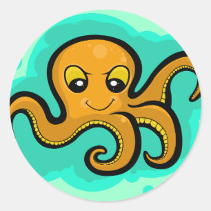 Heba the Octopus Character Classic Round Sticker
