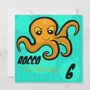Heba the Octopus Custom Birthday Party Invitation