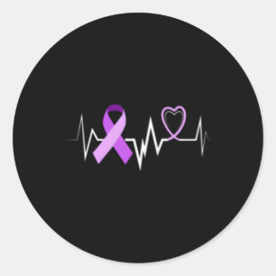 Hebeat Alzheimer Ribbon Alzheimer Disease Awarenes Classic Round Sticker