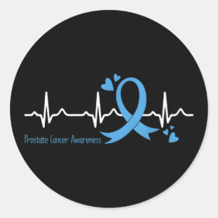 Hebeat Light Blue Ribbon Prostate Cancer Awareness Classic Round Sticker
