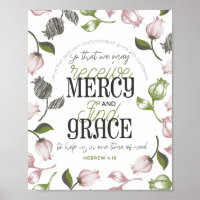 Hebrew 4:16 quotes with floral art white ver