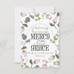 Hebrew 4:16 quotes with floral art white ver thank you card