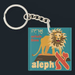 Hebrew Alphabet Key Chain<br><div class="desc">Affordable hebrew alphabet keychain. Cute Lion design for the letter,  Aleph,  printed on a square acrylic key chain. Choose from 22 cute animals. Nice little gift for jewish kids.</div>