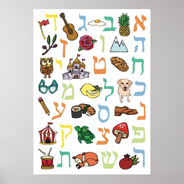 Hebrew Alphabet Poster (Front)