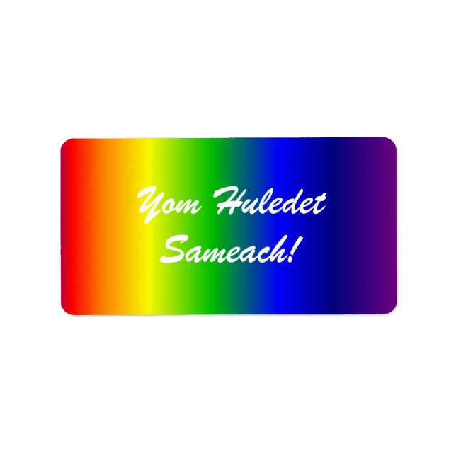 Hebrew Birthday Rainbow Colours Label (Front)