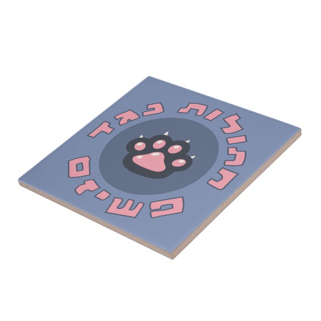 Hebrew Cats Against Fascism | Jewish Activism  Tile (Side)