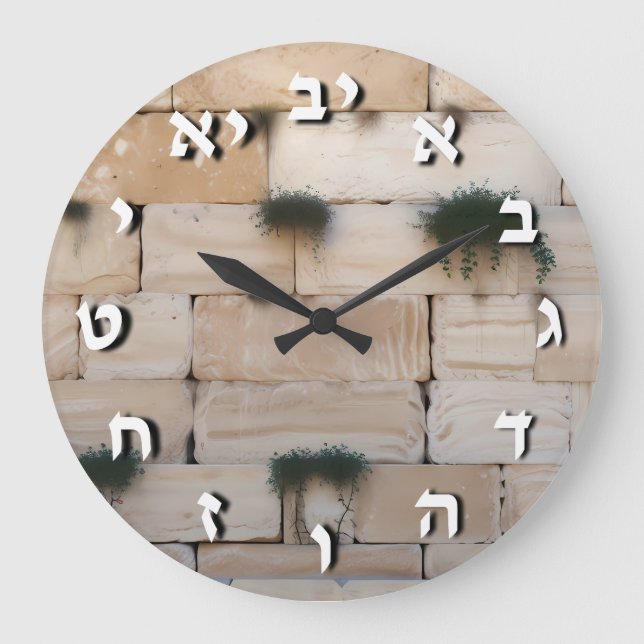 Hebrew Clock on Jewish Kotel Western Wall Israel (Front)