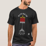 Hebrew Hanukkiah T-Shirt<br><div class="desc">Between "Hanukkah" in English and Hebrew, this black-white-and-red, modern hanukkiah displays a large central flame shedding light during this joyful season. Chag Chanukkah SameaCh! ~ karyn</div>