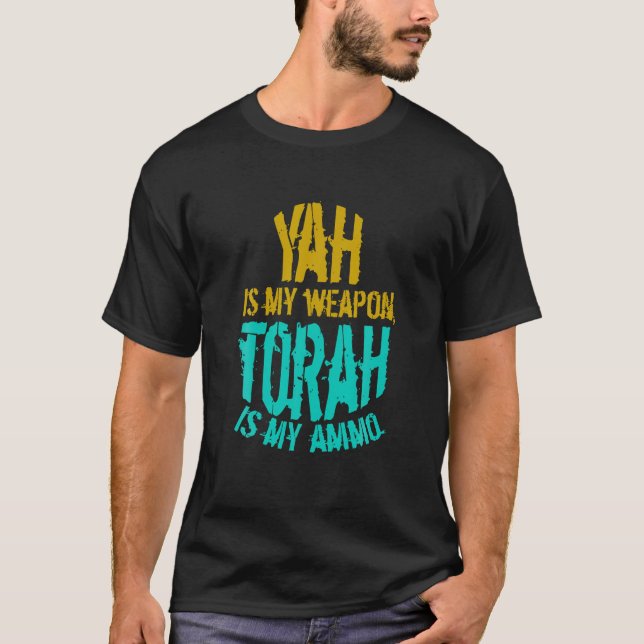 Hebrew Israelite Clothing Yah is My Weapon Judah T T-Shirt (Front)