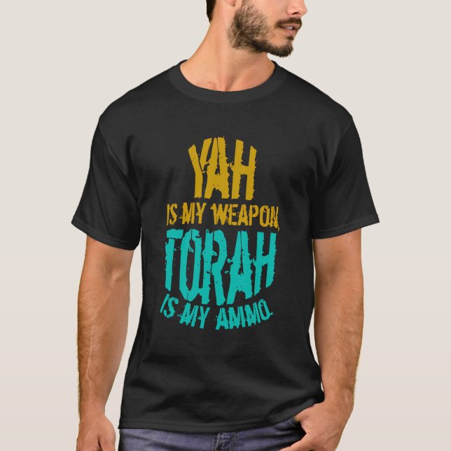 Hebrew Israelite Clothing Yah Is My Weapon Judah T T-Shirt (Front)