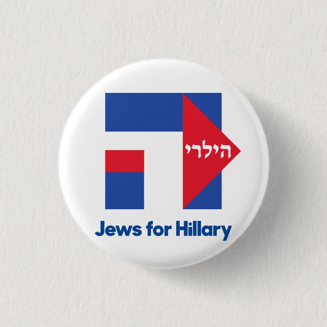 HEBREW JEWS for Hillary Clinton 2016 president pin (Front)