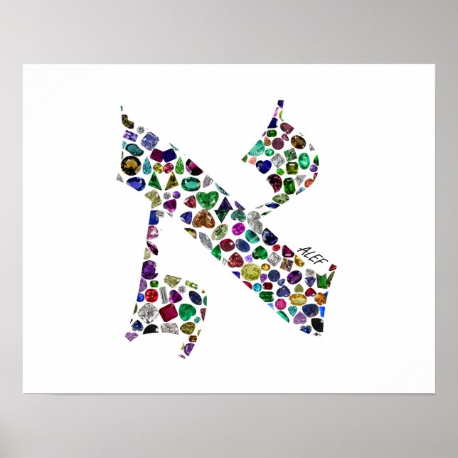Hebrew Letter ALEF made with Gemstones Poster (Front)