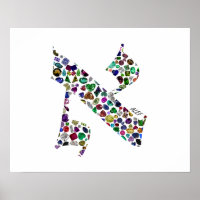 Hebrew Letter ALEF made with Gemstones