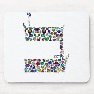 Hebrew Letter BET made with Gemstones Mouse Mat