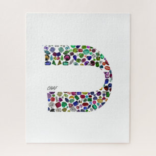 Hebrew Letter 'CHAF' made with Gems in All Colours Jigsaw Puzzle