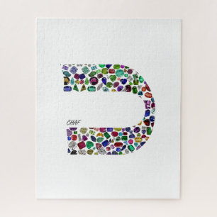 Hebrew Letter 'CHAF' made with Gems in All Colours Jigsaw Puzzle