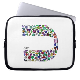 Hebrew Letter 'CHAF' made with Gems in All Colours Laptop Sleeve