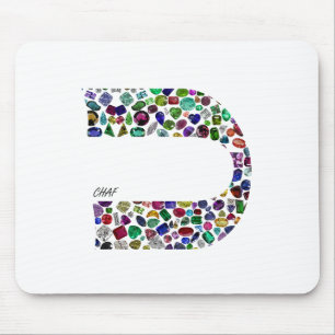 Hebrew Letter 'CHAF' made with Gems in All Colours Mouse Mat