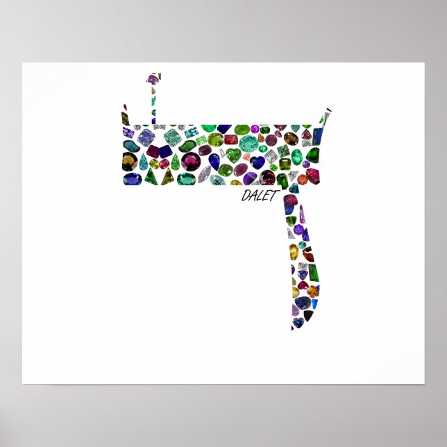 Hebrew Letter DALET made with Gemstones Poster (Front)