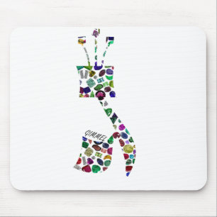 Hebrew Letter GIMMEL made with Gemstones Mouse Mat