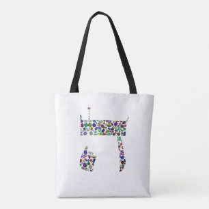 Hebrew Letter HEY made with Gemstones Tote Bag