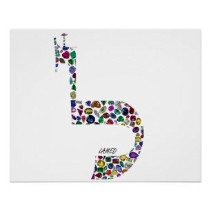 Hebrew Letter 'LAMED' made with Precious Stones Poster