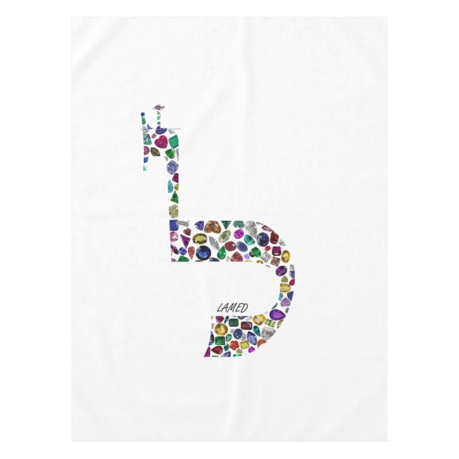 Hebrew Letter 'LAMED' made with Precious Stones Tablecloth (Front)