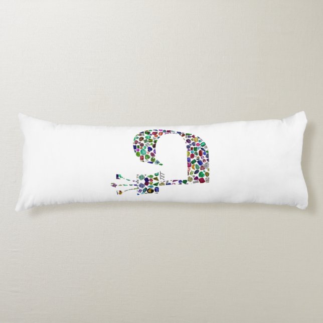 Hebrew Letter 'TET' made with Diamonds Body Cushion (Front)