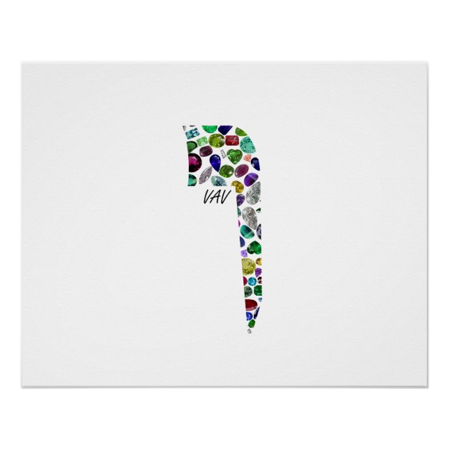 Hebrew Letter VAV made with Gemstones Poster (Front)