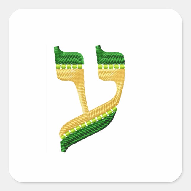 Hebrew Letters Embroidery-Style Ayin Square Sticker (Front)