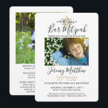 Hebrew Name Virtual Bar Mitzvah 2 Photo Gold Invitation<br><div class="desc">Whether friends and family are practicing social distancing or just live far away, connect with them online with a virtual bar mitzvah ceremony and drive-by celebration. This stylish modern invitation makes it possible to share 2 photos and invite guests to a long distance online event via livestreaming. All text is...</div>