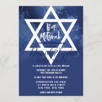 Hebrew Navy Blue Grunge Star of David Bar Mitzvah