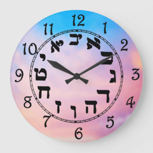 Hebrew Numbers  Large Clock
