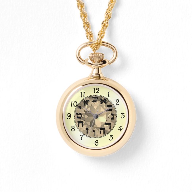 Hebrew Numbers Necklace Watch (Front)