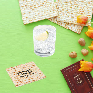 Hebrew Pesach Passover Matzah Square Paper Coaster