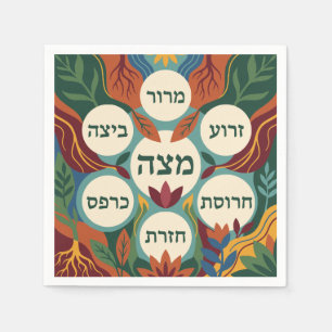 Hebrew Pesach Seder Plate for Passover Dinner  Napkin