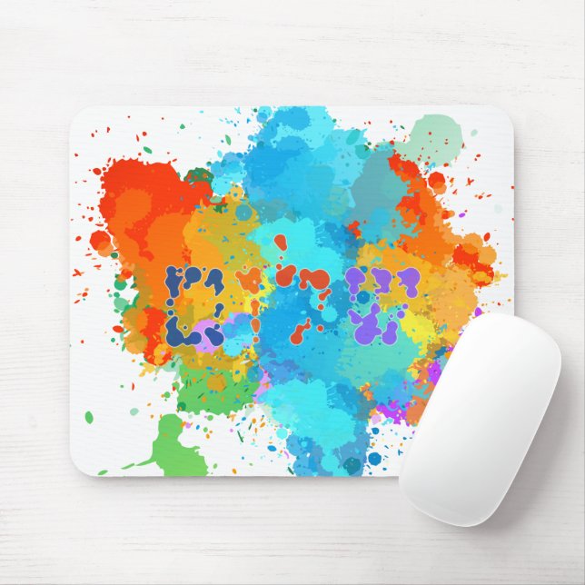 Hebrew "Shalom" with Paint Splashes Background  Mouse Mat (With Mouse)