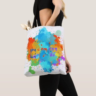 Hebrew "Shalom" with Paint Splashes Background Tote Bag
